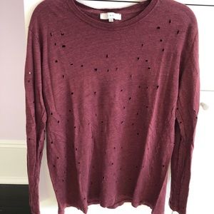 IRO Linen Maroon Distressed Long Sleeve